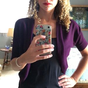 2 soft, cropped cardigans (black and purple)